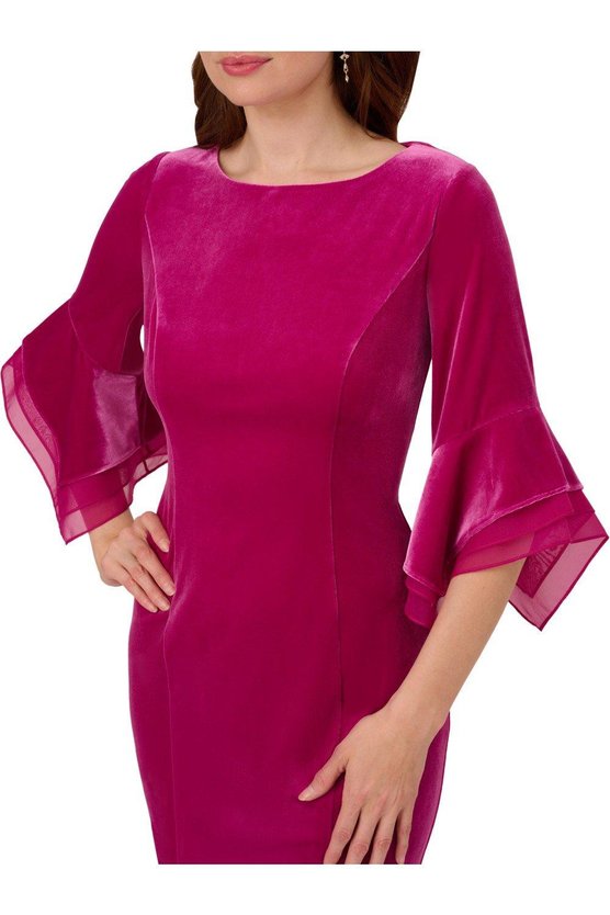 Karen Millen Velvet Bell Sleeve Short Dress Navy