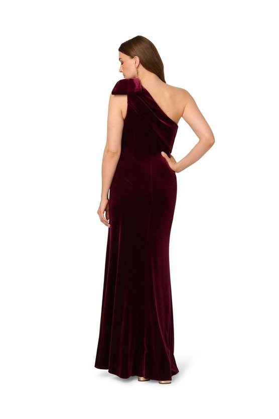 Karen Millen Velvet One Shoulder Gown Red