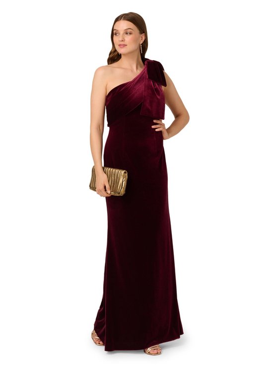 karen millen Velvet One Shoulder Gown Red