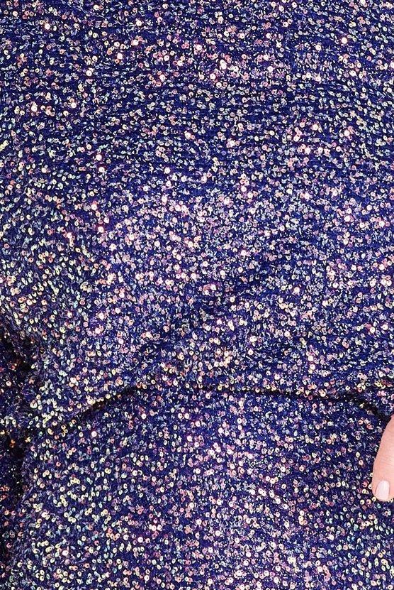 Karen Millen Velvet & Sequin Cowl Midi Dress Blue