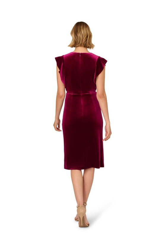 Karen Millen Velvet Surplice Midi Dress Pink