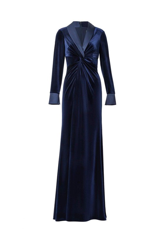 Karen Millen Velvet Tuxedo Gown Navy