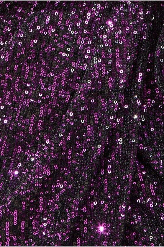 Karen Millen Wrap Style Sequin Midi Dress Purple
