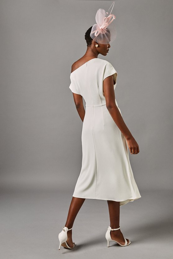 Karen Millen Wrap Tie Pleated Midi Dress Pink