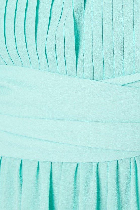 Karen Millen Wrap Waist Pleated Maxi Dress Green