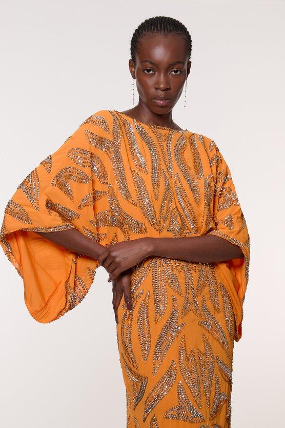 Karen Millen Kimono Sleeve Embellished Maxi Dress Mango