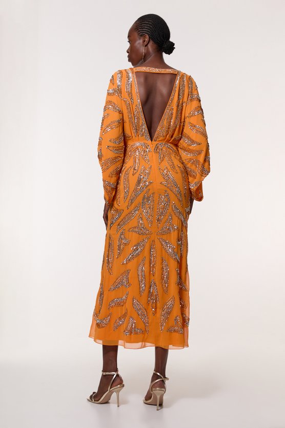 Karen Millen Kimono Sleeve Embellished Maxi Dress Mango