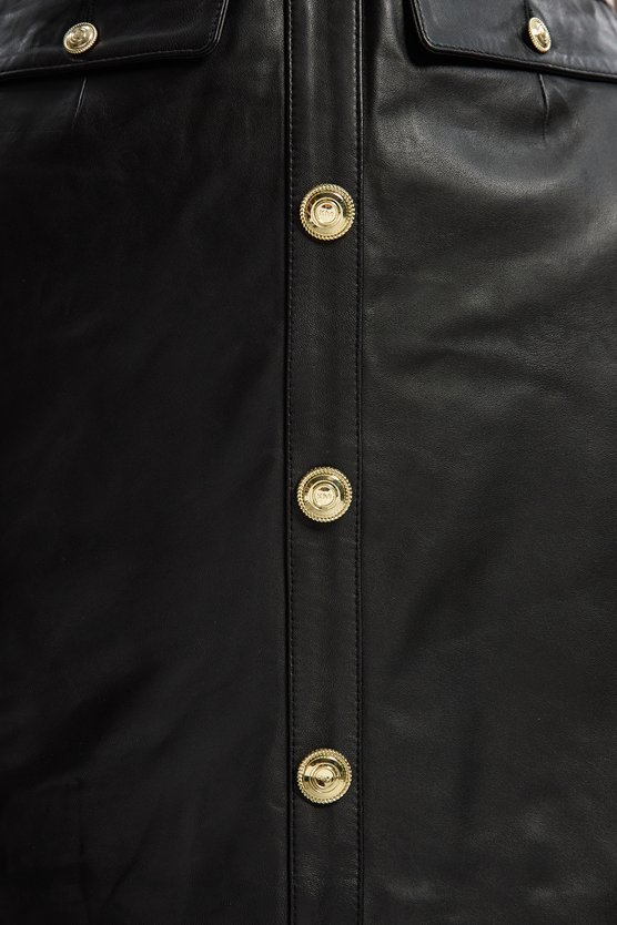 Karen Millen Leather Pocket Belted Mini Dress Black