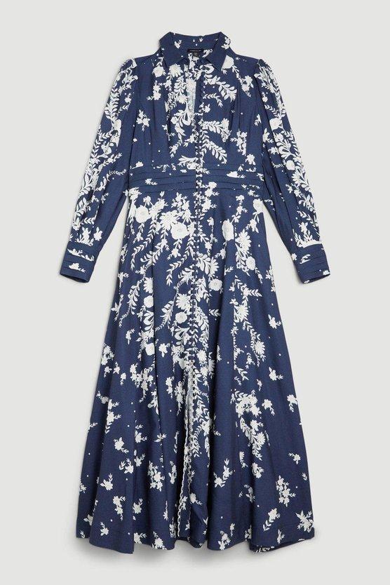 Karen Millen Lydia Millen Petite Floral Embroidered Woven Maxi Dress