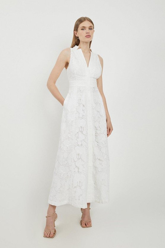 karen millen Lydia Millen Petite Lace With Cotton Sateen Woven Halter Dress
