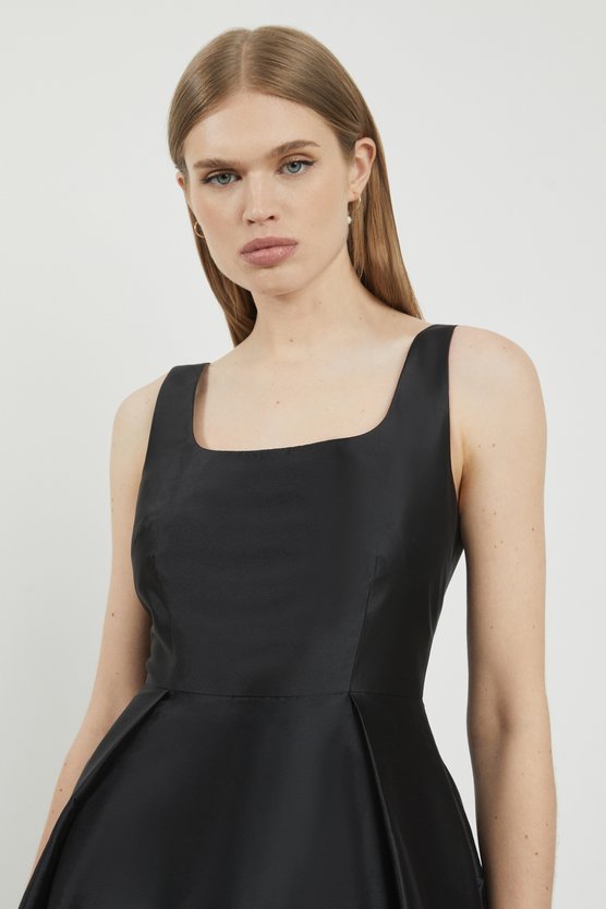 Karen Millen Lydia Millen Petite Taffeta Full Skirt Tailored Midi Dress Black