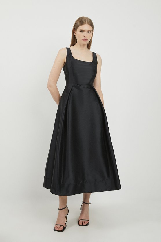 karen millen Lydia Millen Petite Taffeta Full Skirt Tailored Midi Dress black