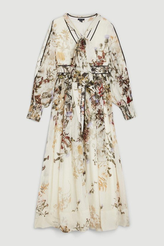 Karen Millen Lydia Millen Petite Viscose Floral Border Print Maxi Dress Floral