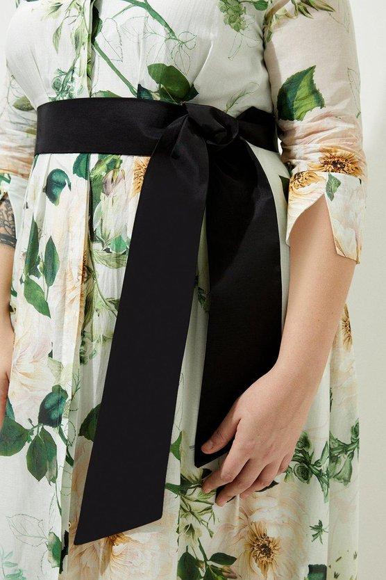 Karen Millen Lydia Millen Plus Size Floral Silk Cotton Woven Shirt Dress