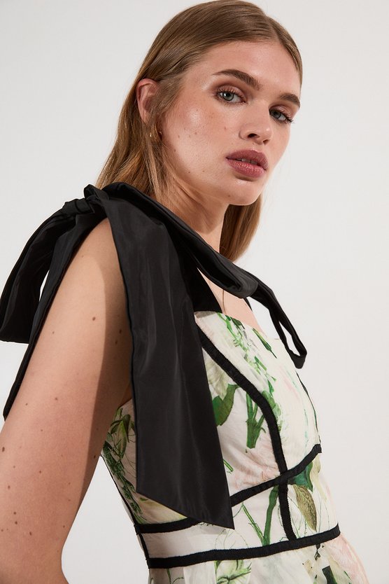 Karen Millen Lydia Millen Tall Floral Silk Cotton Woven Strappy Dress White