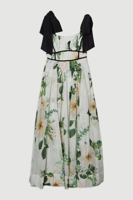 Karen Millen Lydia Millen Tall Floral Silk Cotton Woven Strappy Dress White
