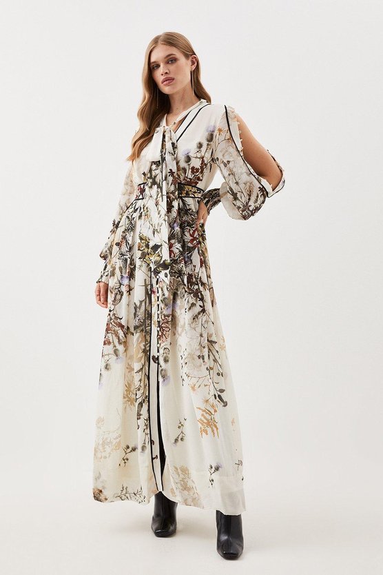Karen Millen Lydia Millen Viscose Floral Border Print Woven Maxi Dress Floral