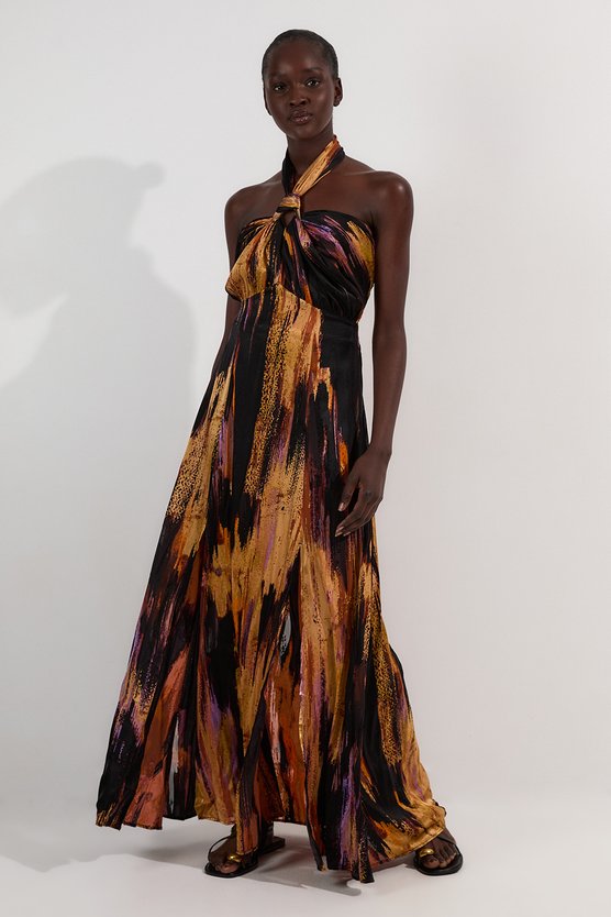 karen millen Marble Devour Halter Neck Maxi Dress purple