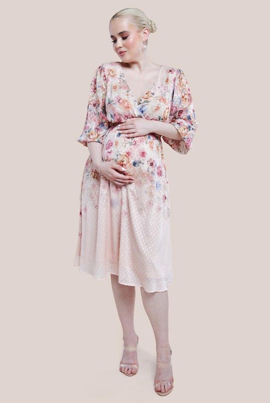 karen millen Maternity Ombre Floral Printed Wrap Midi Dress Yellow