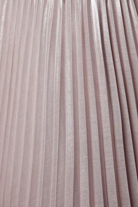 Karen Millen Metallic Pleated Maxi Dress Metallic Blush