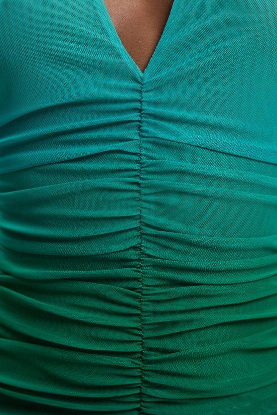 Karen Millen Ombre Mesh Plunge Halter Neck Midi Dress Green