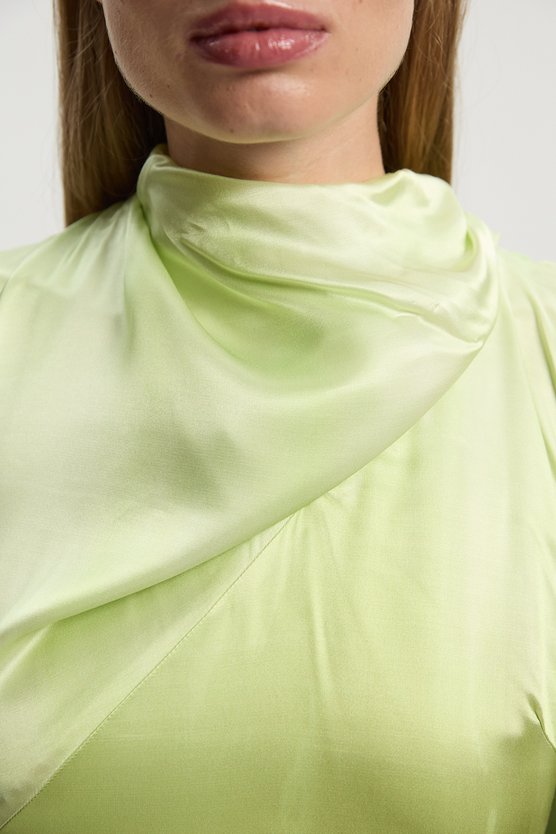 Karen Millen Ombre Satin Drape Georgette Cape Detail Midi Dress Multi