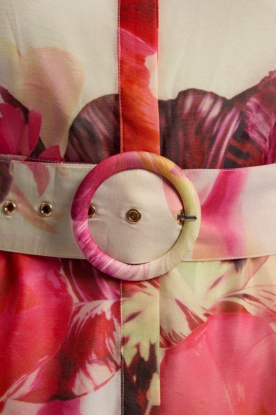 Karen Millen Organdie Woven Mini Shirt Dress Floral