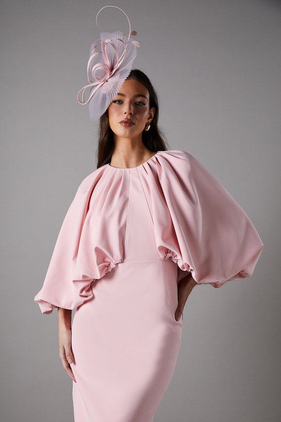 Karen Millen Pencil Midi Dress With Cape Sleeves Pink