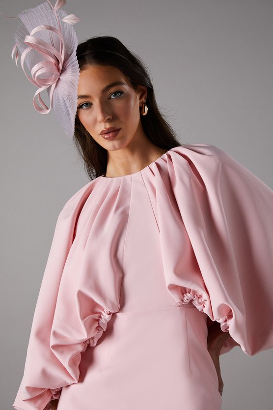 Karen Millen Pencil Midi Dress With Cape Sleeves Pink