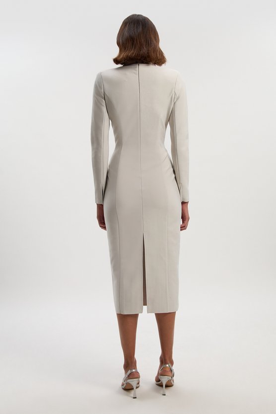 Karen Millen Petite Bandage Form Fitting Embellished Maxi Dress Grey