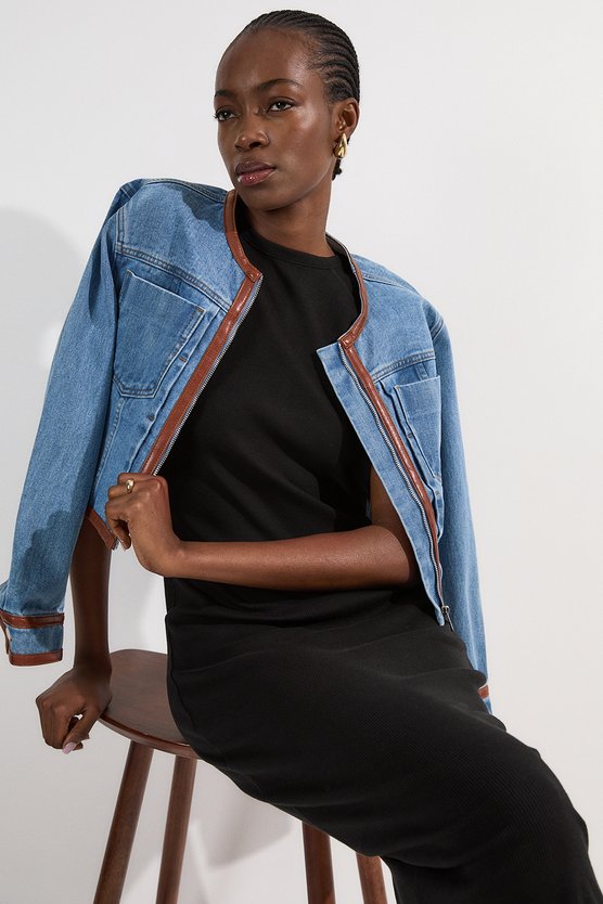 Karen Millen Petite Compact Jersey Rib Cap Sleeve Maxi Dress White