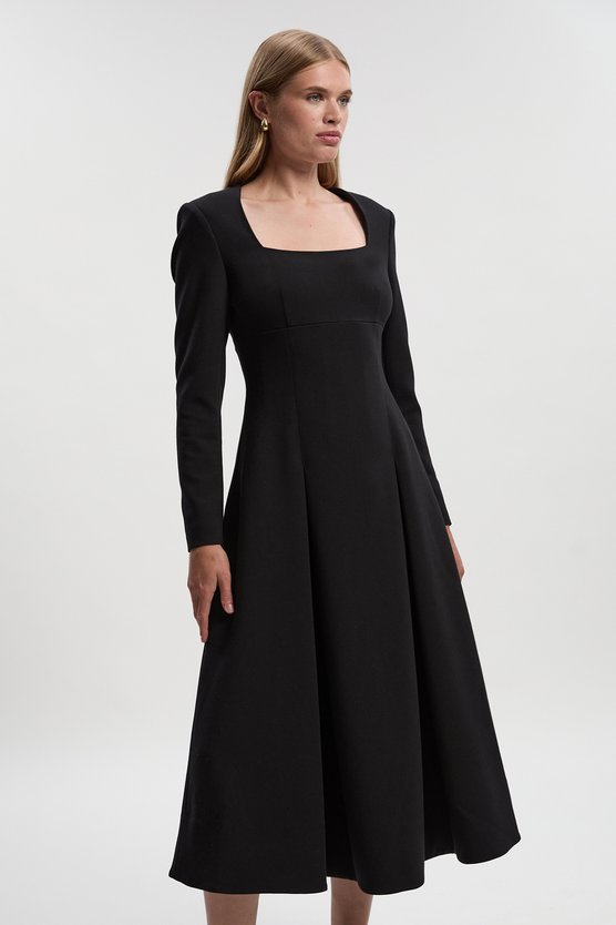 karen millen Petite Compact Stretch Sweetheart Neckline Midi Dress black karen millen Petite Compact Stretch Sweetheart Neckline Midi Dress black