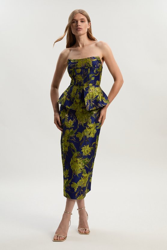 karen millen Petite Floral Jacquard Tailored Midi Pencil Dress multi