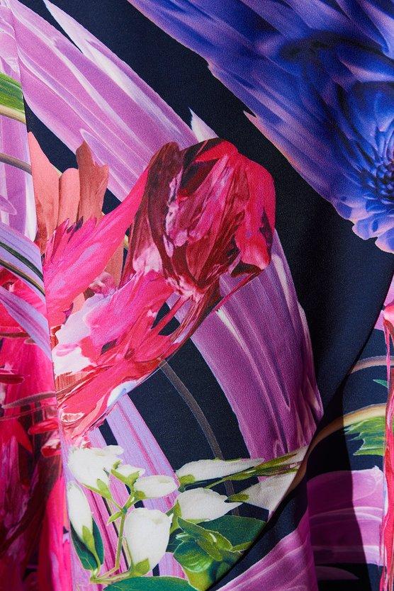 Karen Millen Petite Printed Satin Wrap Wedding Guest Dress Multi