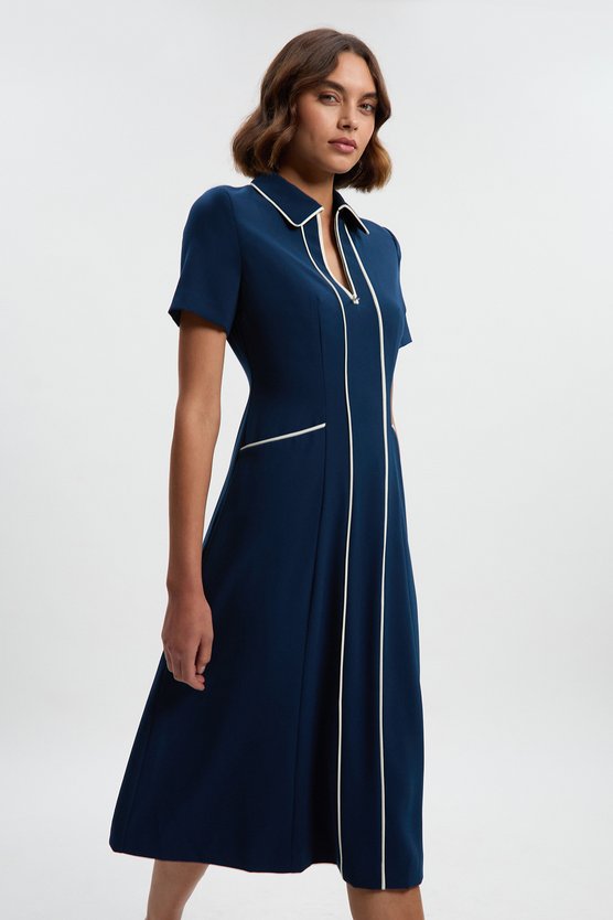karen millen Petite Tailored Crepe Tipped Tailored Midi Shirt Dress navy karen millen Petite Tailored Crepe Tipped Tailored Midi Shirt Dress navy