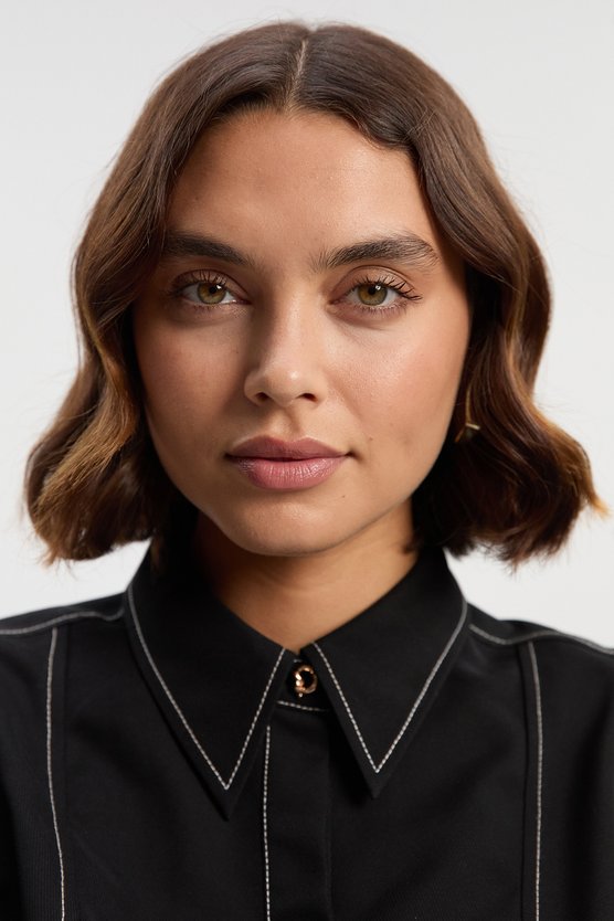 Karen Millen Petite Twill Contrast Hardware High Neck Woven Midi Dress Black