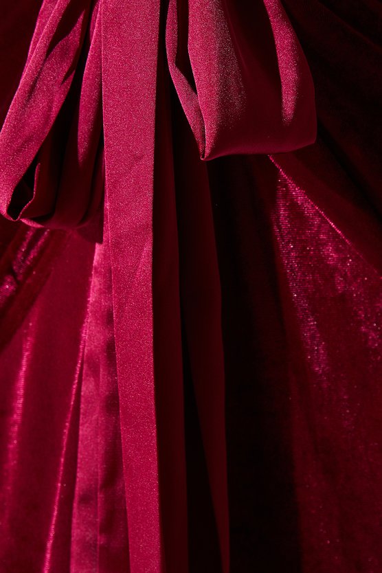 Karen Millen Petite Velvet Long Sleeve Midi Wedding Guest Dress Wine