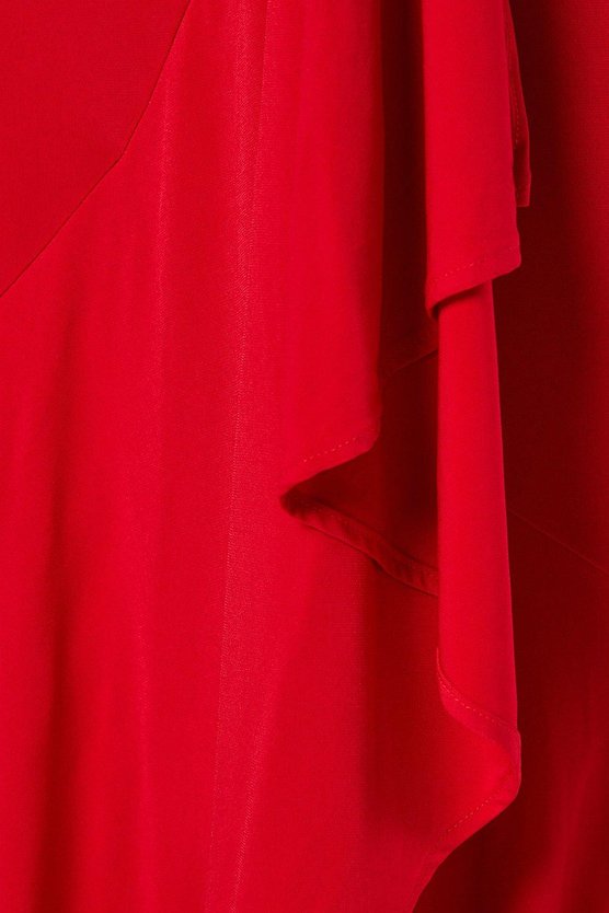 Karen Millen Plus Jersey Wrap Front Midi With Ruffle Red