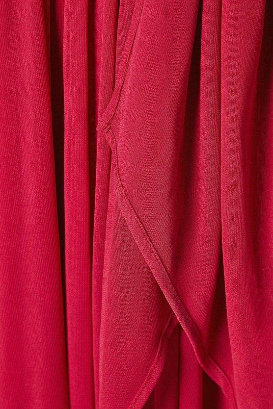 Karen Millen Plus Lace Top Wrap Front Mesh Midi Dress Berry