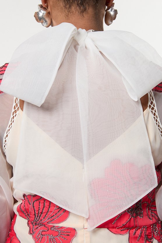 Karen Millen Plus Size Applique Organdie Floral Graphic Maxi Dress Coral