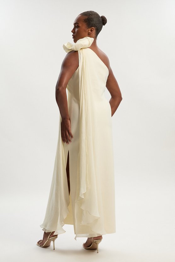 Karen Millen Plus Size Bandage Figure Form Knit Tassel Sleeve Detail Maxi Dress Ivory