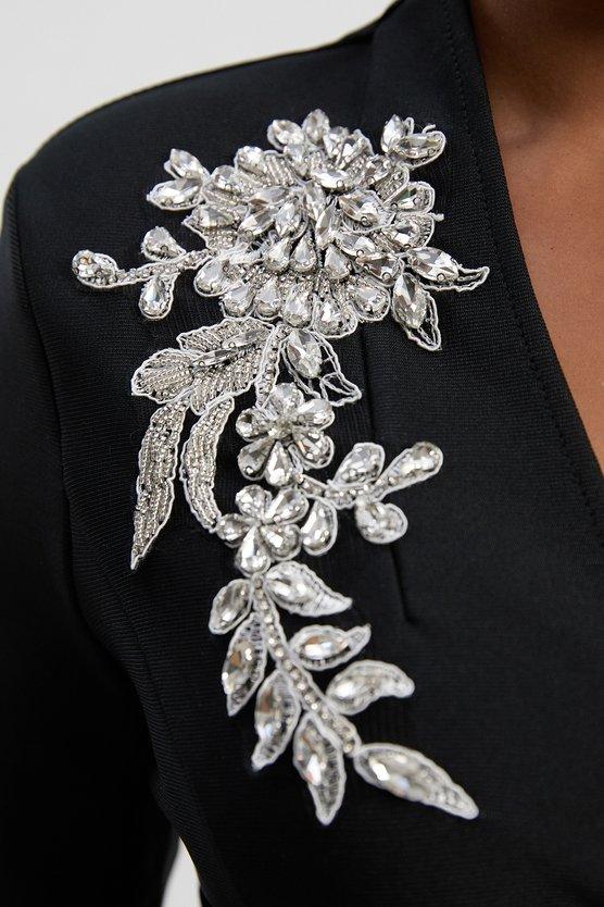 Karen Millen Plus Size Bandage Form Fitting Embellished Maxi Dress Black