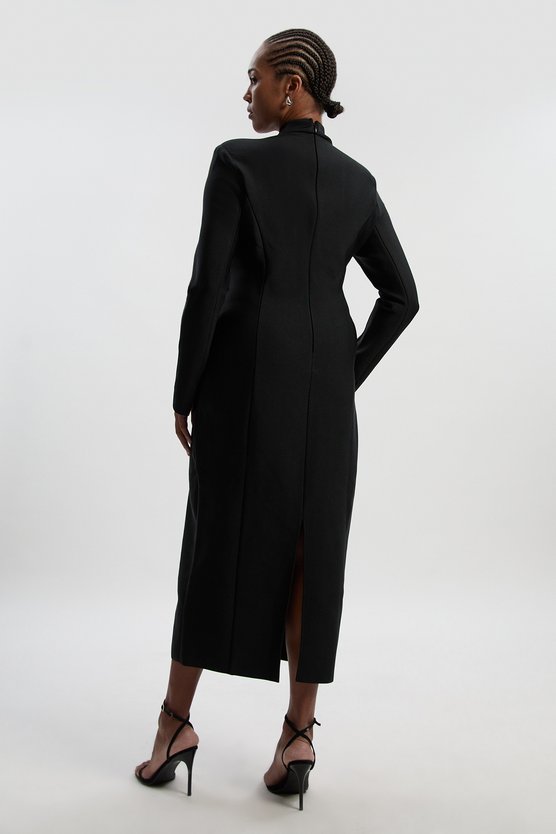 Karen Millen Plus Size Bandage Form Fitting Embellished Maxi Dress Black