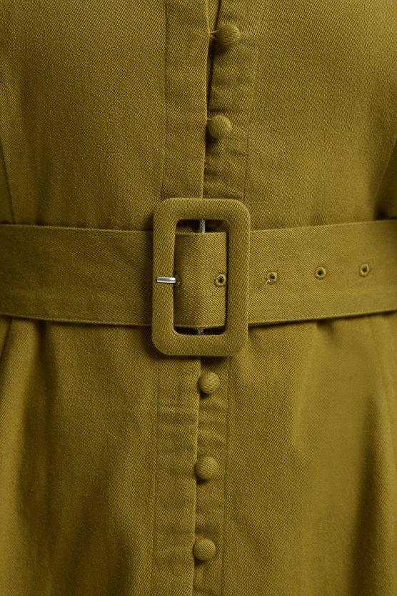 Karen Millen Plus Size Baroque Embroidered Cape Sleeve Twill Woven Maxi Dress Khaki