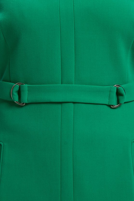 Karen Millen Plus Size Compact Stretch Tab Detail Full Skirted Midi Dress Green