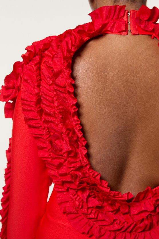 Karen Millen Plus Size Figure Form Bandage Knit Rosette Detail Midi Dress Neutral