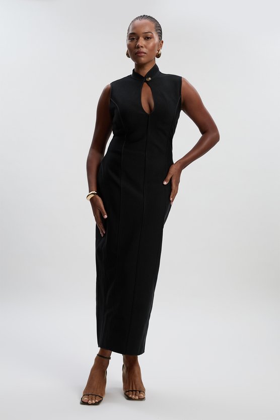 karen millen Plus Size Figure Form Bandage Sleeveless Pencil Knit Maxi Dress black