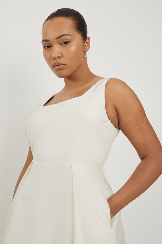 Karen Millen Plus Size Taffeta Full Skirt Tailored Midi Dress
