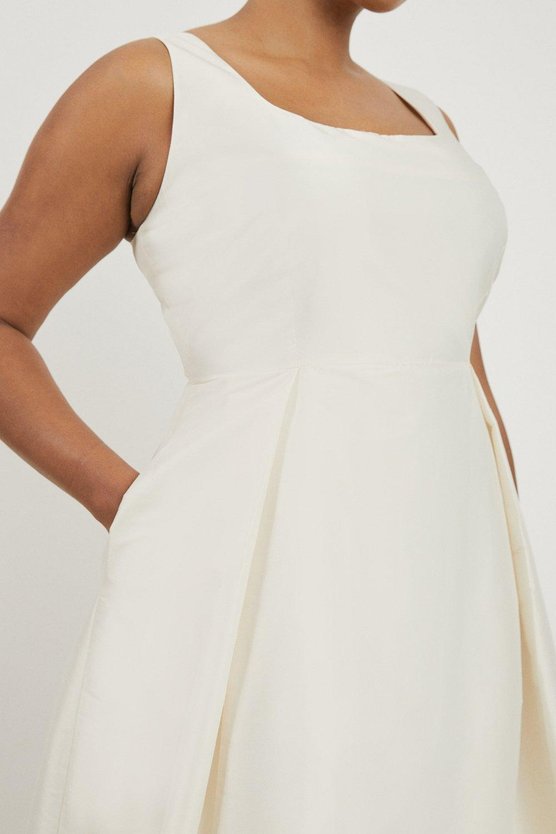 Karen Millen Plus Size Taffeta Full Skirt Tailored Midi Dress