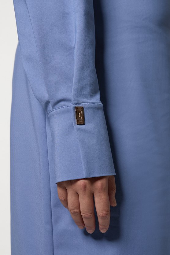 Karen Millen Plus Size Techno Cotton Woven Maxi Dress With Clasp Blue